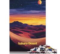 Rompecabezas de 1000 Piezas para Adultos, diseño de Atardecer en el Desierto del Sahara, de Madera, Cuadrado, con Piezas únicas, Juegos educativos y Divertidos, 1000 Piezas (75 x 50 cm)
