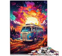 Rompecabezas de 1000 piezas para adultos, diseño de autobús colorido y extraño, interesante, reducción del estrés, 38 x 52 cm, mejora el amor entre parejas