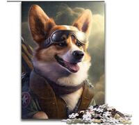 Rompecabezas de 1000 Piezas para Adultos, diseño de Aviador Corgi Rompecabezas de 1000 Piezas para Adolescentes, Ideal para decoración del hogar o Regalo Tamaño: 50x75cm