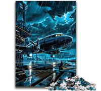 Rompecabezas de 1000 Piezas para Adultos, diseño de avión bajo un Rayo, Ideal para Juegos educativos, decoración del hogar y Escritorio (50x75cm)