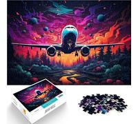 Rompecabezas de 1000 piezas para adultos, diseño de avión en cielo de color, obra de arte de 10.3 x 14.95 pulgadas, lista de deseos de Navidad con Papá Noel