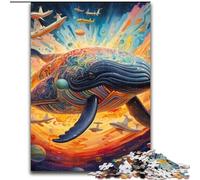 Rompecabezas de 1000 Piezas para Adultos, diseño de Ballena Azul de Colores, Hecho de cartón, Juego Familiar Interactivo, decoración del hogar, Regalo desafiante y acertijo, 1000 Piezas(26x38cm)