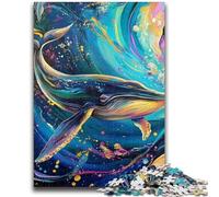 Rompecabezas de 1000 Piezas para Adultos, diseño de Ballena Azul, Ideal para Pasar el rato en casa, con póster y Hoja de Trivia a Juego, 26x38cm