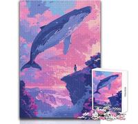 Rompecabezas de 1000 Piezas para Adultos, diseño de Ballena, Color Rosa, Retro, Divertido, Tranquilo, para Pasar el Tiempo Libre, Ajuste preciso, Juguete de tamaño 38x52cm