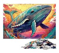 Rompecabezas de 1000 Piezas para Adultos, diseño de Ballena de Colores, cartón, Juego Interactivo para la Familia, Apto para Mayores de 14 años, 26x38cm/10,23x14,96 Pulgadas.