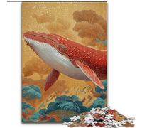 Rompecabezas de 1000 Piezas para Adultos, diseño de Ballena roja, Juguetes educativos para aliviar el estrés y la interacción Entre Padres e Hijos tamaño 50x75cm