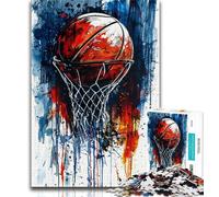 Rompecabezas de 1000 Piezas para Adultos diseño de Baloncesto de Acuarela Ideal para Adolescentes Ideal para estimular la Inteligencia Cerebral Juguetes adictivos para decoración del hogar 38x26cm