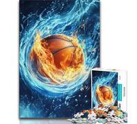 Rompecabezas de 1000 Piezas para Adultos diseño de Baloncesto de Hielo y Fuego Ideal para Pasar el rato para aliviar el estrés y la interacción Entre Padres e Hijos 75x50cm