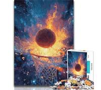 Rompecabezas de 1000 Piezas para Adultos diseño de Baloncesto en Llamas Ideal para aliviar el estrés Pasar el rato Entre Padres e Hijos 26x38cm