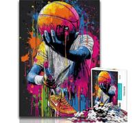 Rompecabezas de 1000 Piezas para Adultos, diseño de Baloncesto, Pintura al óleo, Juegos educativos, decoración del hogar, Ideal para Escritorio (tamaño 38x26cm)