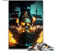 Rompecabezas de 1000 Piezas para Adultos,diseño de Barco Pirata de Calavera de Madera,Ideal para divertirse en Familia en cumpleaños y Navidad,una Divertida Actividad Nocturna de Juegos Familiares