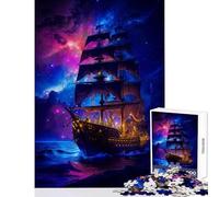 Rompecabezas de 1000 Piezas para Adultos diseño de Barco Pirata de fantasía Ideal para Decorar el hogar Juegos Juegos de relajación y para Mejorar el Amor en Pareja 50x75cm