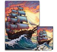 Rompecabezas de 1000 Piezas para Adultos, diseño de Barco Pirata galáctico, Ideal para Halloween, Navidad y cumpleaños, 50x75cm/19,68x29,52 Pulgadas.