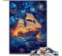 Rompecabezas de 1000 Piezas para Adultos, diseño de Barco Pirata, un desafío difícil y antiestrés Cada Pieza es única Juego Familiar desafiante y Divertido 50x75cm