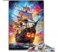 Rompecabezas de 1000 Piezas para Adultos, diseño de Barco Pirata. Un Rompecabezas de Bricolaje desafiante para entusiastas, Relajarse (tamaño 26x38cm).
