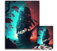 Rompecabezas de 1000 Piezas para Adultos, diseño de Barcos Piratas, Rompecabezas de paisajes, Juego Interactivo Familiar, Apto para Mayores de 14 años, 26x38cm/10,23x14,96 Pulgadas.