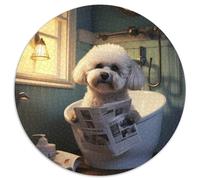 Rompecabezas de 1000 Piezas para Adultos, diseño de bichón frisé Leyendo periódico, Juego Interactivo Familiar, Regalo Artesanal con Ilustraciones Coloridas, 67,5 x 67,5 cm