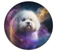 Rompecabezas de 1000 Piezas para Adultos, diseño de Bichon Frise Nebula, Redondo, 67,5 x 67,5 cm decoración del hogar.