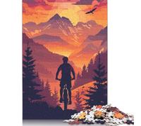 Rompecabezas de 1000 Piezas para Adultos, diseño de Bicicleta de montaña con Puesta de Sol, de cartón, para diversión Familiar y Noches de Juegos, 38 x 26 cm (1000 Piezas)