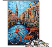 Rompecabezas de 1000 Piezas para Adultos, diseño de Bicicleta en el Puente de Madera Regalo Divertido y Actividad para el hogar 50x75cm Fiesta de cumpleaños para Hombres y Mujeres