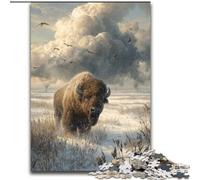 Rompecabezas de 1000 Piezas para Adultos, diseño de Bisonte de Nieve, de Madera, navideño, con Ilustraciones humorísticas y Detalles de 50x75cm