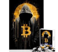 Rompecabezas de 1000 Piezas para Adultos diseño de Bitcoin Hacker con Capucha Ideal para decoración del hogar Juguetes Regalos Juegos Familiares Interesante para Reducir el estrés 38x52cm