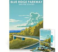 Rompecabezas de 1000 Piezas para Adultos,diseño de Blue Ridge Parkway,Juego de Bordes limpios,Juego de lógica,Juego de Entretenimiento,decoración navideña 38x52cm