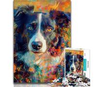 Rompecabezas de 1000 Piezas para Adultos, diseño de Border Collie, Ideal para familias, Ideal como Juguete de Bricolaje para Decorar la Pared del hogar (tamaño 38x26cm)