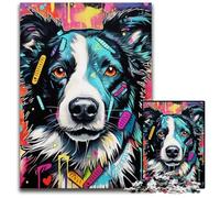 Rompecabezas de 1000 Piezas para Adultos, diseño de Border Collie, Ideal para Halloween, Navidad y cumpleaños, 26x38cm/10,23x14,96 Pulgadas.