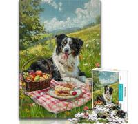 Rompecabezas de 1000 Piezas para Adultos diseño de Border Collie Juguetes educativos Juegos Familiares cumpleaños 75x50cm
