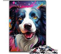 Rompecabezas de 1000 Piezas para Adultos, diseño de Border Collie Nebula Adolescentes y familias, navideño (26x38cm).