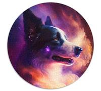 Rompecabezas de 1000 Piezas para Adultos, diseño de Border Collie Nebula, Redondo, cumpleaños, Fiestas y decoración del hogar, 1000 Piezas (67,5x67,5cm)