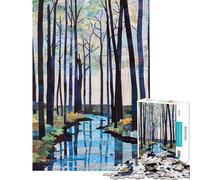 Rompecabezas de 1000 Piezas para Adultos diseño de Bosque Acolchado decoración de Pared Juego de Carreras de Velocidad cumpleaños y Navidad (tamaño 38x52cm)
