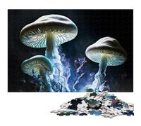 Rompecabezas de 1000 Piezas para Adultos diseño de Bosque de Hongos psicodélicos de Madera Juguete Educativo antiestrés (tamaño 75 x 50 cm)