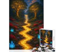 Rompecabezas de 1000 Piezas para Adultos diseño de Bosque Encantado con río Dorado Juguete para decoración de Pared Regalo Divertido Juego de ingenio difícil y desafiante tamaño 38x26cm