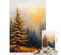 Rompecabezas de 1000 piezas para adultos diseño de bosque otoñal dorado ideal como decoración de pared regalo de amigo secreto juegos relajantes con piezas de formas aleatorias totalmente entrelazadas