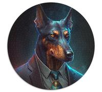 Rompecabezas de 1000 Piezas para Adultos, diseño de Boss Doberman, Redondo, de cartón, Ideal para viajeros y Parejas, Juguete desafiante (tamaño 67,5 x 67,5 cm)