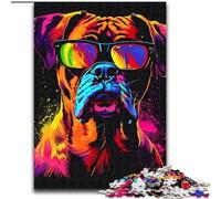 Rompecabezas de 1000 Piezas para Adultos, diseño de bóxer con Gafas de Sol, de Madera, Ideal como decoración o Regalo de cumpleaños, 50x75cm, Ideal para Juegos interactivos Familiares