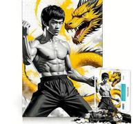 Rompecabezas de 1000 Piezas para Adultos,diseño de Bruce Lee y dragón,Corte sin Costuras,Juego de resolución de Problemas,Juguete Casual,Escena navideña (38x52cm)