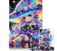 Rompecabezas de 1000 Piezas para Adultos,diseño de Bruja arcoíris Chibi,Arte de Corte preciso,desafío Mental,Juego Divertido para Pasar el rato,Regalo de cumpleaños (38x26cm)