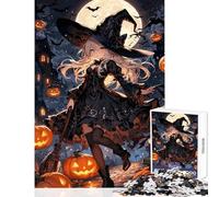 Rompecabezas de 1000 Piezas para Adultos diseño de Bruja de Anime para Halloween Juegos Ideal para interacción Entre Padres e Hijos tamaño 38x26cm