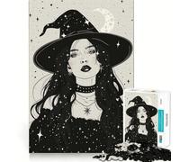 Rompecabezas de 1000 Piezas para Adultos,diseño de Bruja wicca Celestial,Arte de Corte Exacto,Juguete cognitivo,Juego Relajante, (38x26cm)