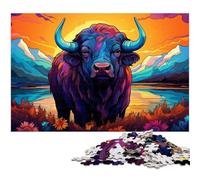 Rompecabezas de 1000 Piezas para Adultos, diseño de búfalo de cartón, Ideal para decoración y Regalo de ingenio, 26x38cm/10,23x14,96 Pulgadas
