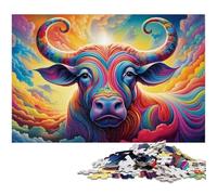 Rompecabezas de 1000 Piezas para Adultos, diseño de búfalo psicodélico, Adultos, Juego Interactivo Familiar, desafío Mental, 50x75cm/19,68x29,52 Pulgadas