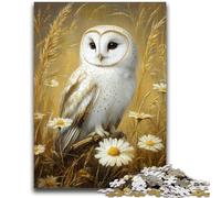 Rompecabezas de 1000 Piezas para Adultos, diseño de búho Blanco, para aliviar el estrés, con póster y Hoja de Trivia a Juego, 50x75cm