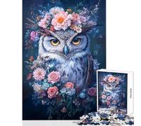 Rompecabezas de 1000 Piezas para Adultos diseño de búho con Corona Floral Juguetes antiestrés Regalos de cumpleaños Juegos Familiares colección de Artistas Bellas Artes tamaño 50x75cm
