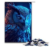 Rompecabezas de 1000 Piezas para Adultos diseño de búhos Azules elementales Juego de relajación para la Familia antiestrés desafío difícil 75x50cm