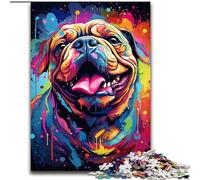 Rompecabezas de 1000 Piezas para Adultos, diseño de Bulldog, Colorido y psicodélico, desafiante, tamaño 50x75cm, Ideal para Adolescentes y coleccionistas, Regalo de Viaje, Actividad Familiar.