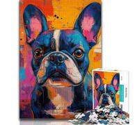 Rompecabezas de 1000 Piezas para Adultos diseño de Bulldog francés Pintura al óleo Ideal para Adolescentes con un diseño Vibrante y único una Experiencia Relajante y desafiante (50x75cm)