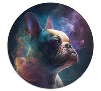Rompecabezas de 1000 Piezas para Adultos, diseño de Bulldog francés, Redondo, para Principiantes, Ideal para cumpleaños y Regalos Festivos, 67,5 x 67,5 cm